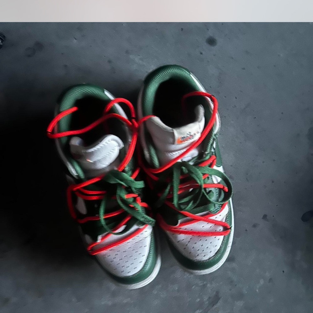Off-White Green and White Sneakers Sporty Design